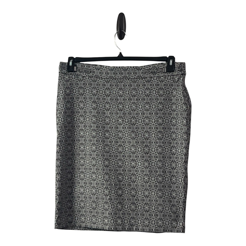 Roz & Ali Women's Black Grey Geometric Print Pencil Skirt Size IX